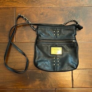 Nicole Miller Black Faux Leather Crossbody